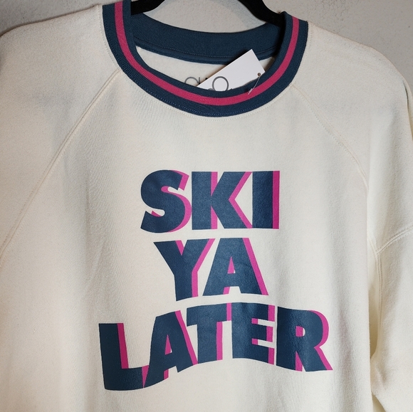 NWT Chaser White 'Ski Ya Later' Sweatshirt Soft Cozy Size Large Retro Winter - Picture 2 of 14